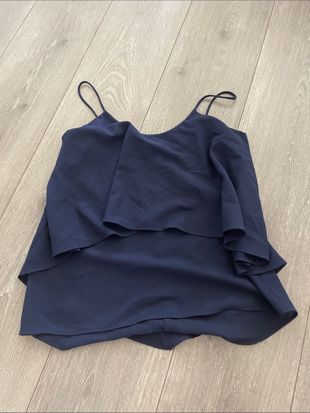 Paper Crane Navy Layered Spaghetti Strap Tank